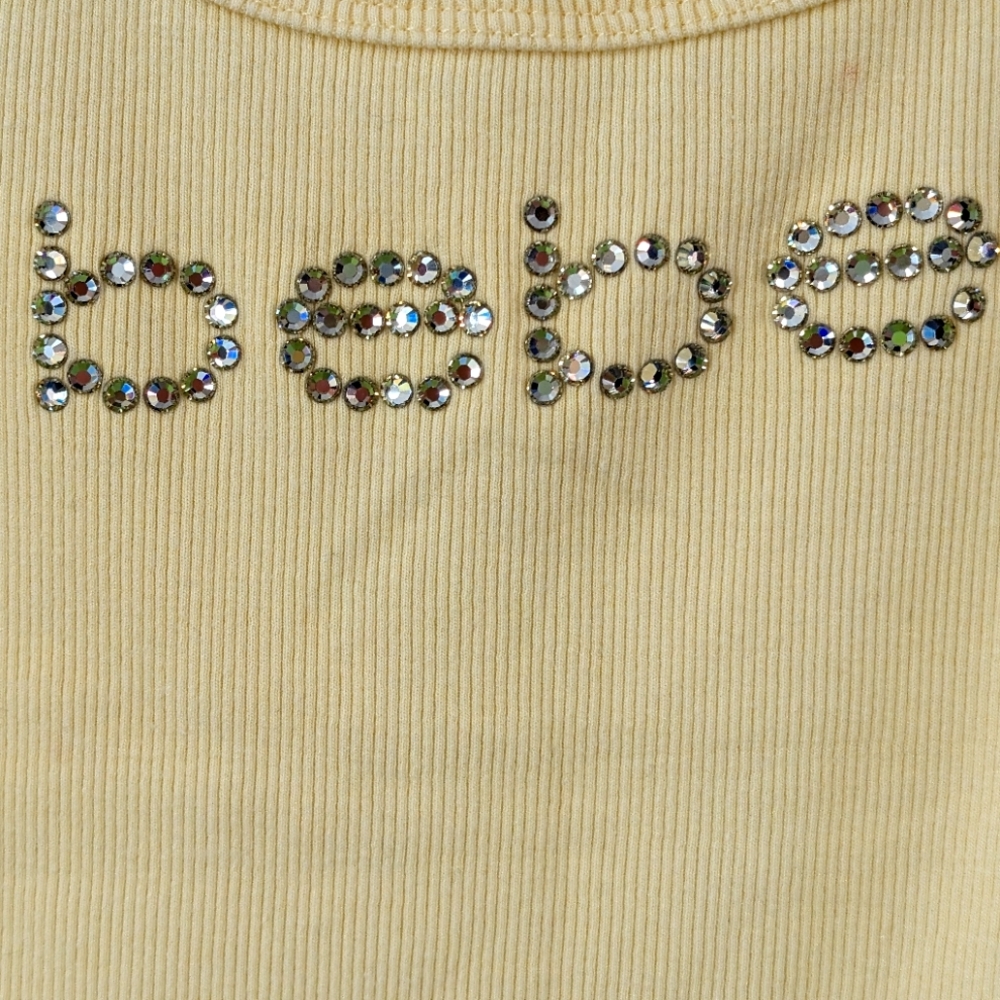 Butter yellow BEBE tank early 00s style rhinestones